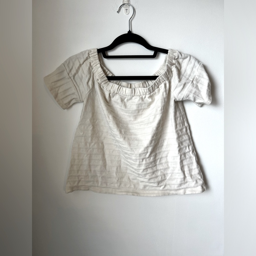 Madewell White Cream Off Shoulder Blouse Short Sleeve Top Small